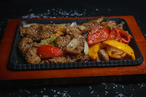 Beef with vegetables with smokes