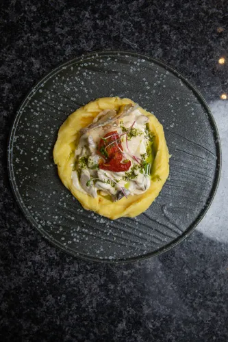 Chicken ala cream with puree