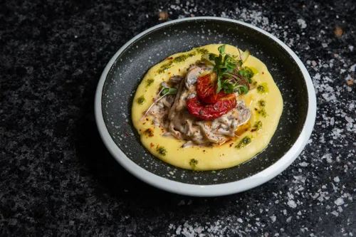 Beef stroganoff with mashed potatoes