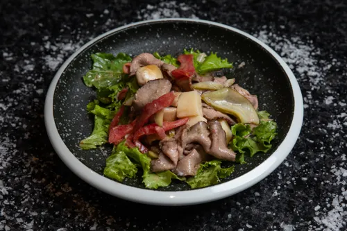 Meat salad in soy sauce