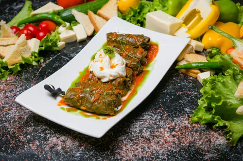 Stuffed grape leaves with meat