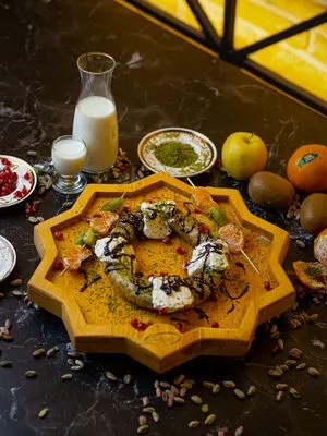 Chocolate simit katmer with ice cream